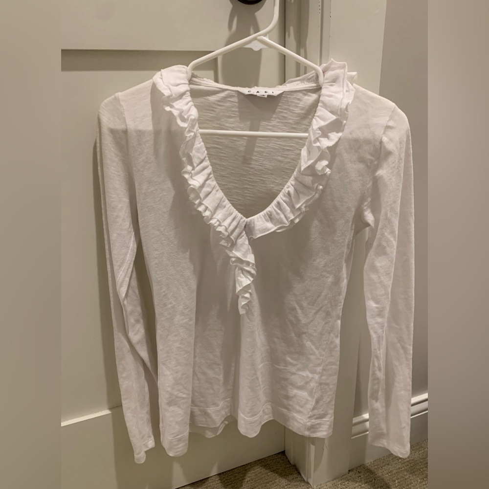 Cabi white shirt with ruffle